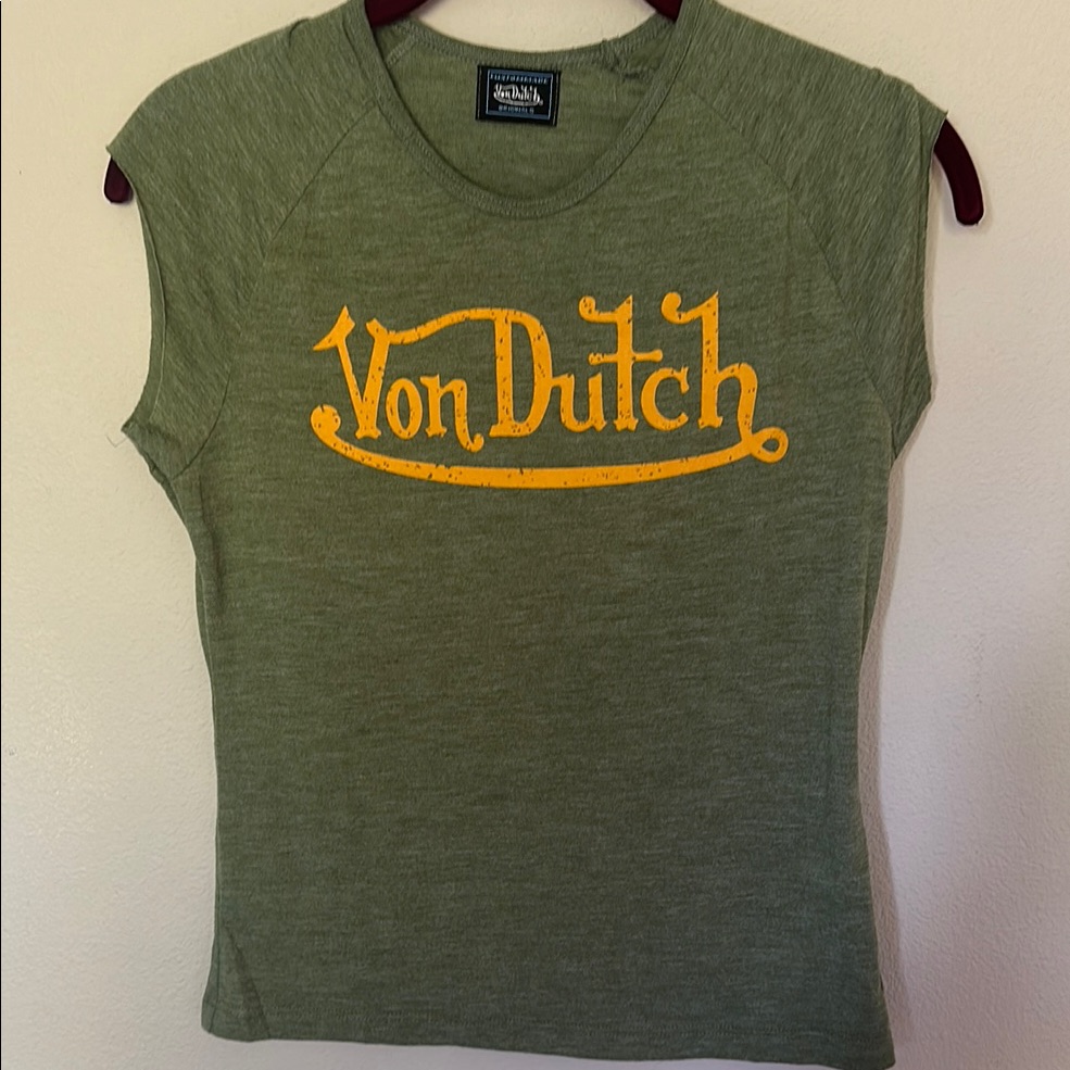 209 Von Dutch Green Tee With Yellow Logo